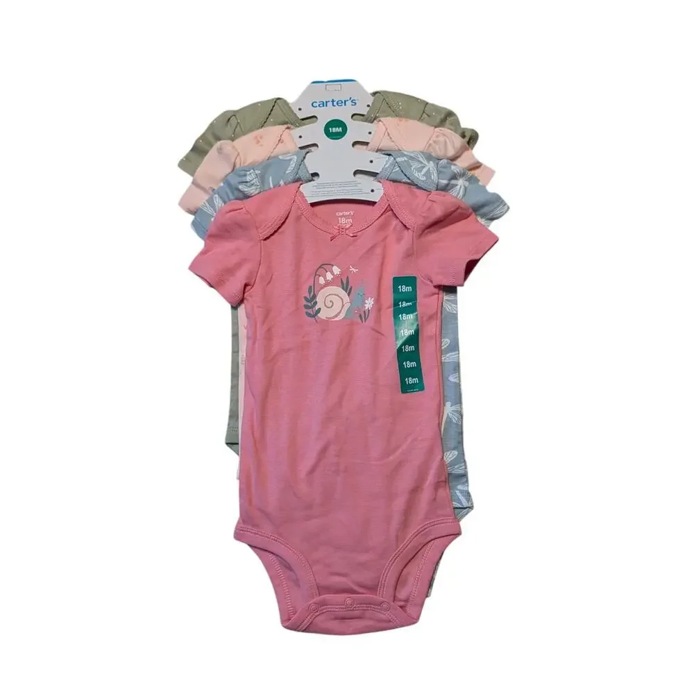 NWT - 4 pack of CARTERS BABY Girls Bodysuits, Short sleeve Onesies, size 18 mos